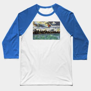 Abstract Caribbean Beach Brick Art Baseball T-Shirt